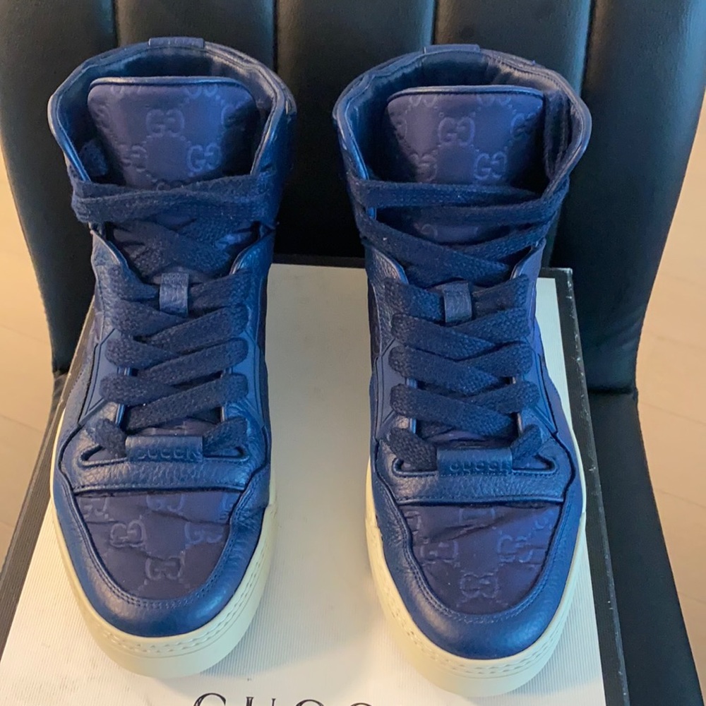 Gucci Men High Top Nylon Guccissima Light/Camelot Size 7 (runs big like an 8.5) - Picture 2 of 9